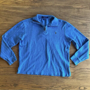 Polo Ralph Lauren Estate Rib Quarter Zip Pullover Shirt Size Medium Blue